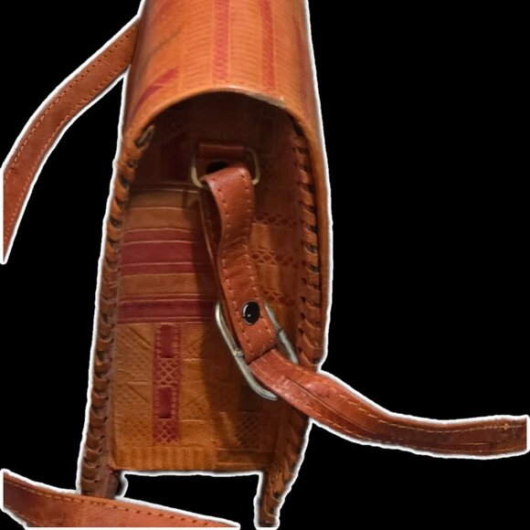 Vintage Shantiniketan Leather 2-Pc Bundle: Elephant Bag & Wallet - Good Luck - Picture 8 of 8